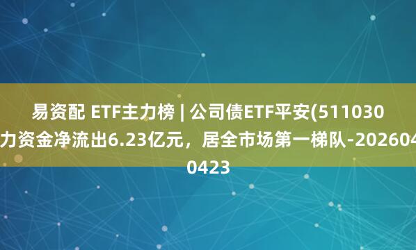 易资配 ETF主力榜 | 公司债ETF平安(511030)主力资金净流出6.23亿元，居全市场第一梯队-20260423