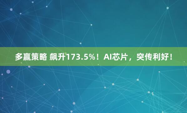多赢策略 飙升173.5%！AI芯片，突传利好！
